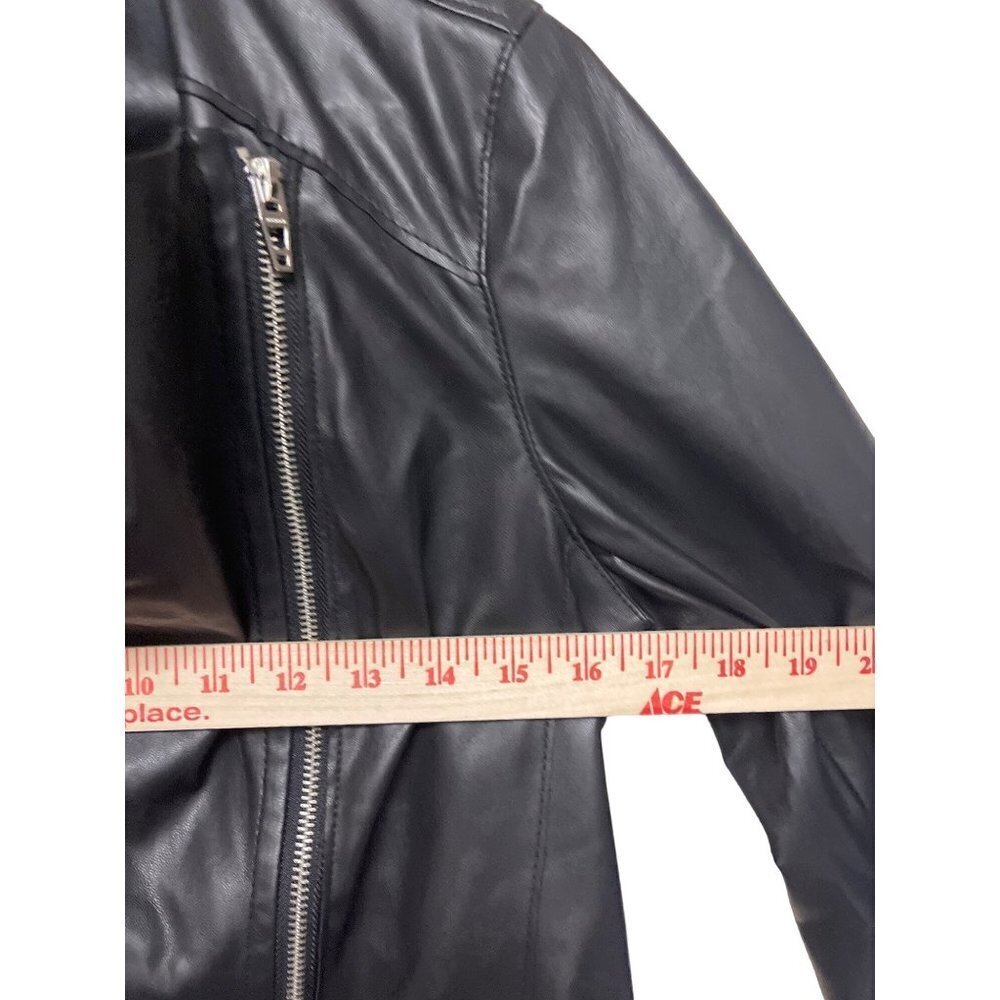 BlankNYC Black Asymmetrical Full Zip Faux Leather Jacket Women's Size Medium - Picture 5 of 9